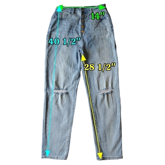Abound Button Fly Light Wash Distressed Sustainable High Rise Mom Jeans Modern - Picture 2 of 9